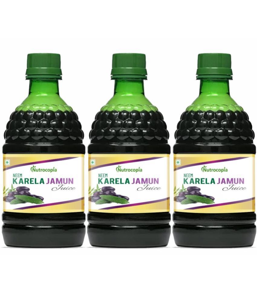     			NUTROCOPIA Neem Karela Jamun Juice for Diabetes - 400 ml, Ayurvedic Diabetic Care Juice, Helps Maintain Healthy Sugar Levels, Immunity Booster Juice for Skin Care & Natural Detox Pack of 3