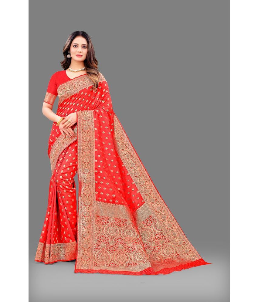     			OFLINE SELCTION - Red Silk Saree With Blouse Piece ( Pack of 1 )