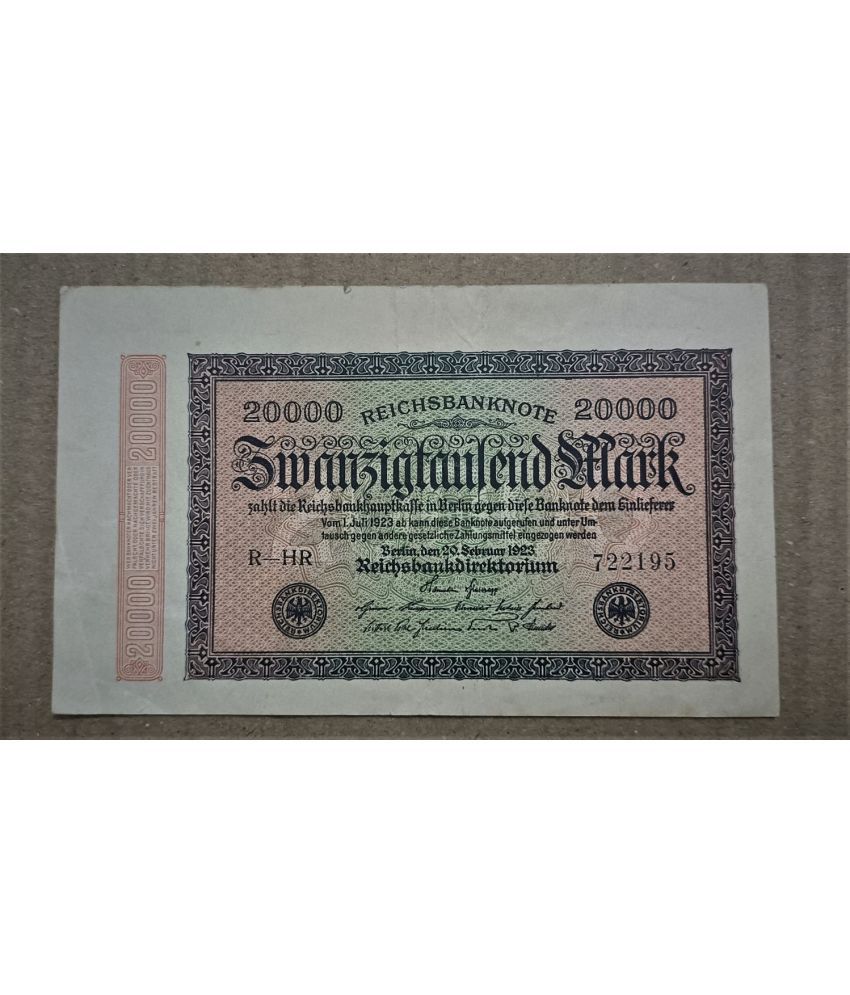     			SUPER ANTIQUES GALLERY - VINTAGE ISSUE GERMANY 20000 MARK 1923 1 Paper currency & Bank notes