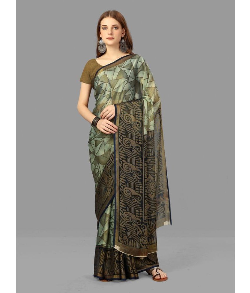     			Sanjana Silks - Green Brasso Saree With Blouse Piece ( Pack of 1 )