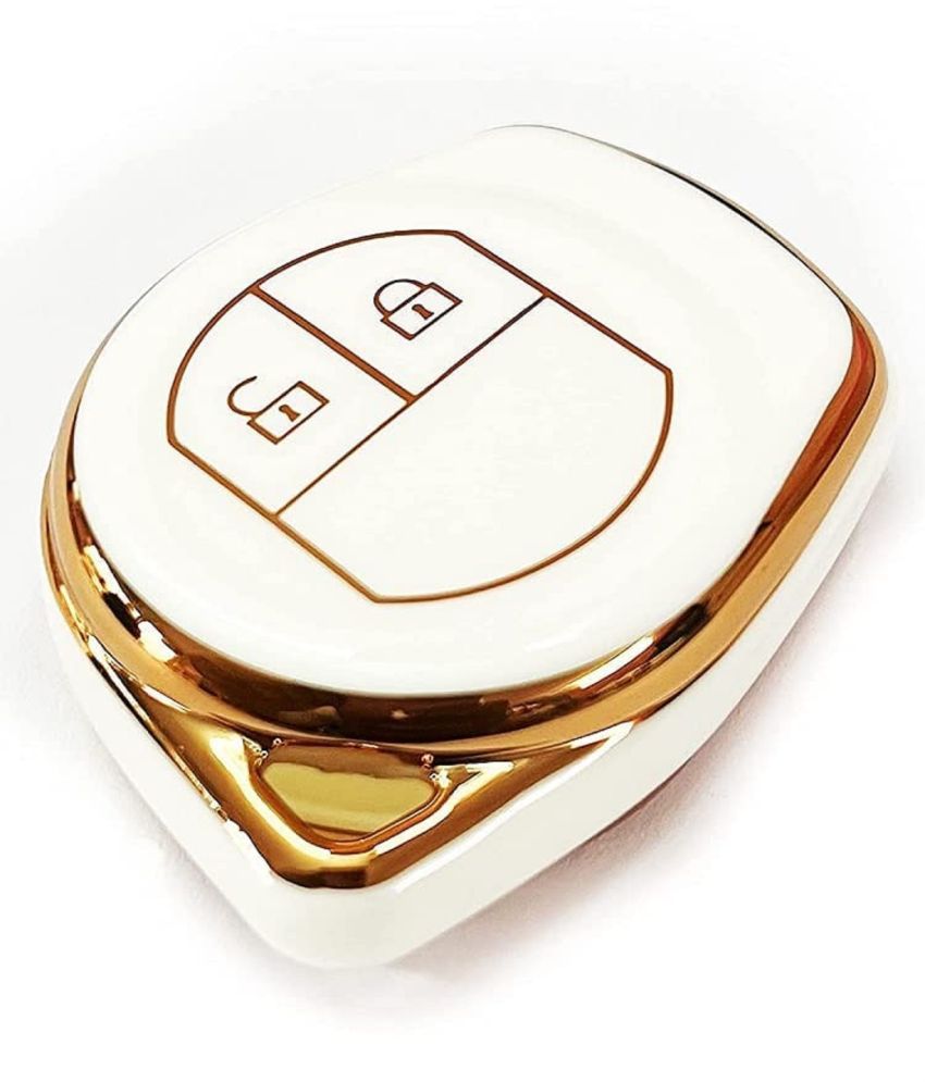     			Style Smith TPU Car Key Cover Compatible for Maruti Suzuki Ignis | SCross  | Ciaz | Vitara Brezza | Swift 2 Button Smart Key Cover (White)