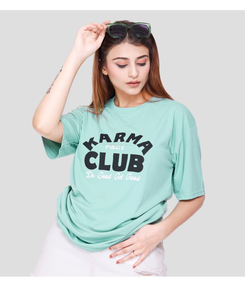     			WILD DREAMS - Sea Green Cotton Blend Loose Fit Women's T-Shirt ( Pack of 1 )