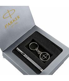 Parker Vector Gift Set - Parker Roller Ball Pen With Parker Logo Round Key Chain (Ink - Blue)