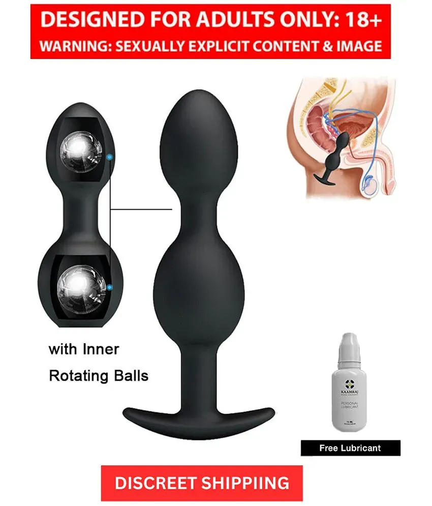 Black Anal Butt Plug With Double Beads Sex Toy For Men And Women By Naughty  Nights + Free Kaamraj Lubricant: Buy Black Anal Butt Plug With Double Beads  Sex Toy For Men