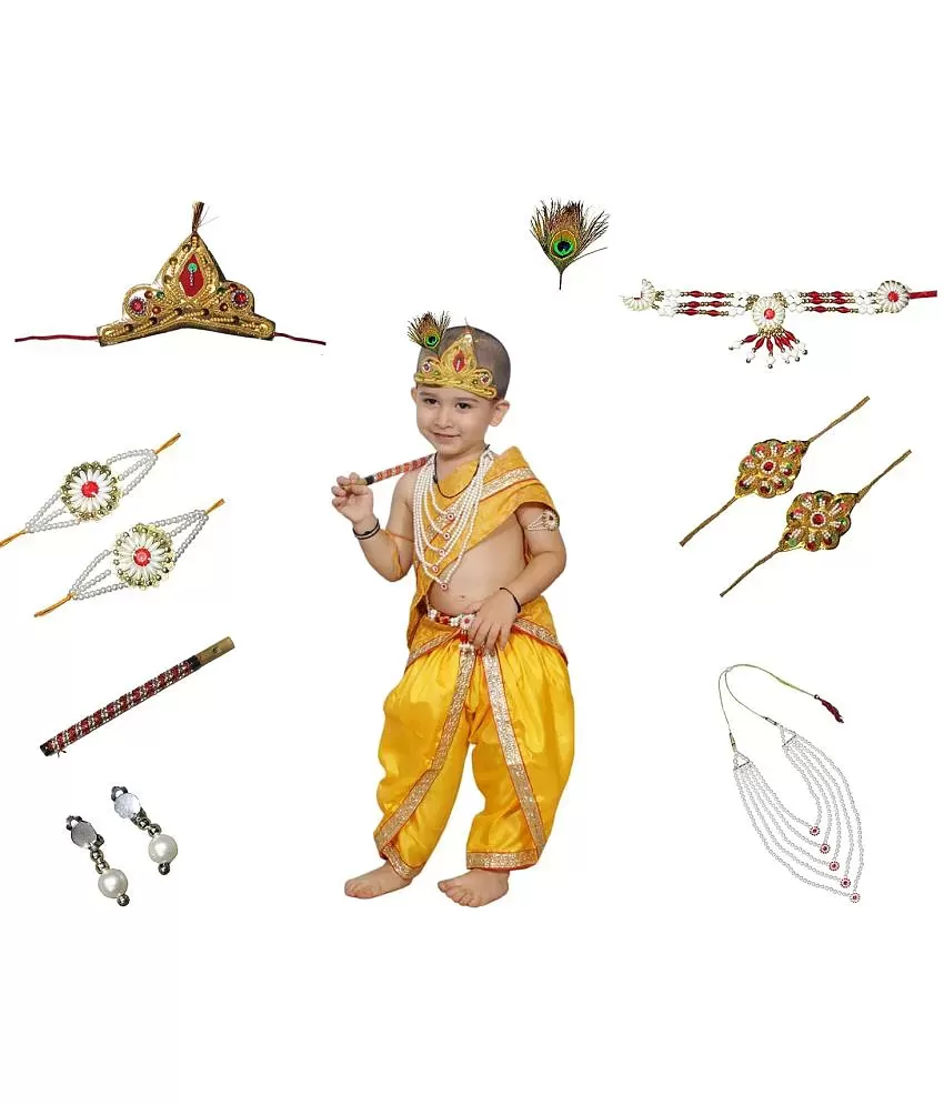 Krishna Costume Ideas for Kids | Baby photoshoot girl, Fancy dress for  kids, Baby krishna