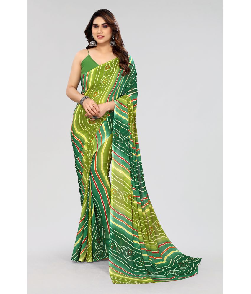     			Kashvi Sarees - Green Georgette Saree Without Blouse Piece ( Pack of 1 )