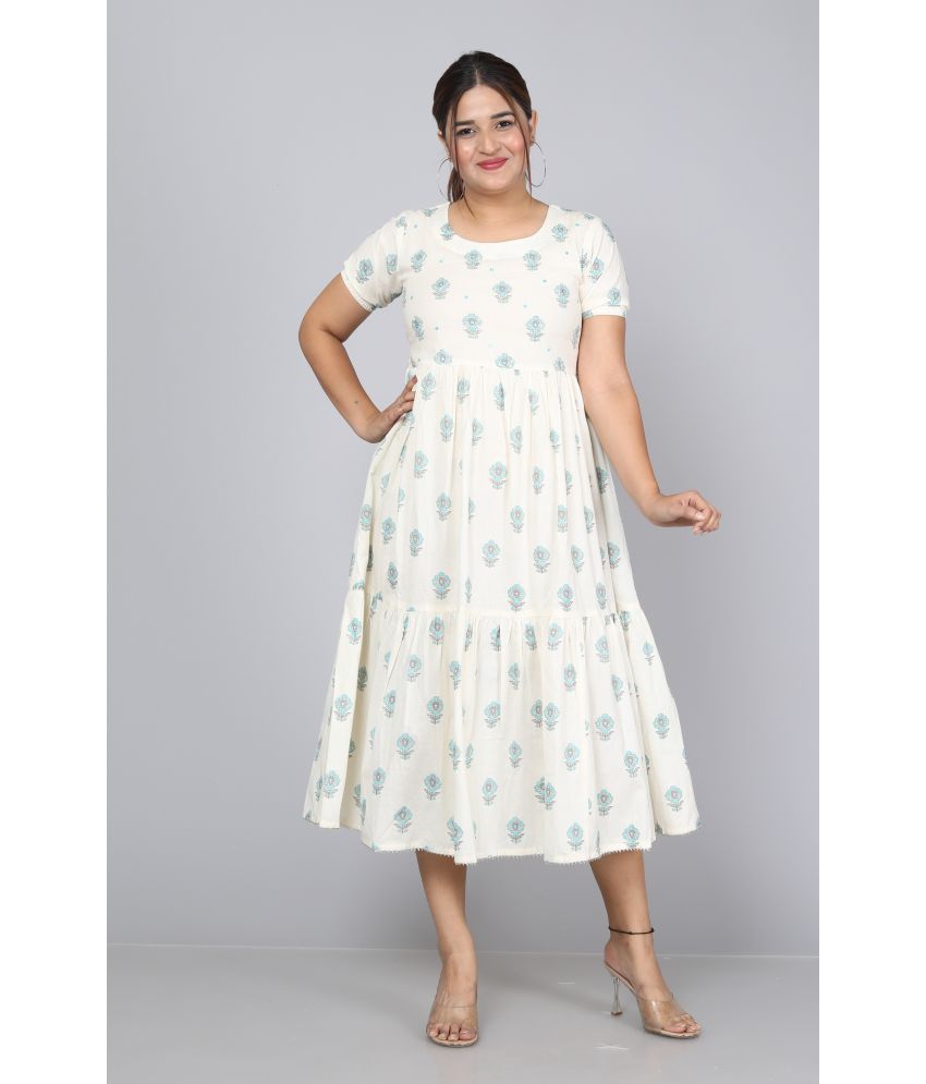     			HIGHLIGHT FASHION EXPORT - Light Blue Cotton Women's Fit & Flare Dress ( Pack of 1 )