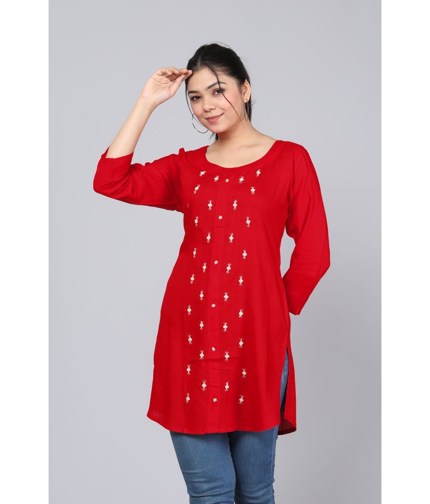     			HIGHLIGHT FASHION EXPORT - Red Rayon Women's Tunic ( Pack of 1 )