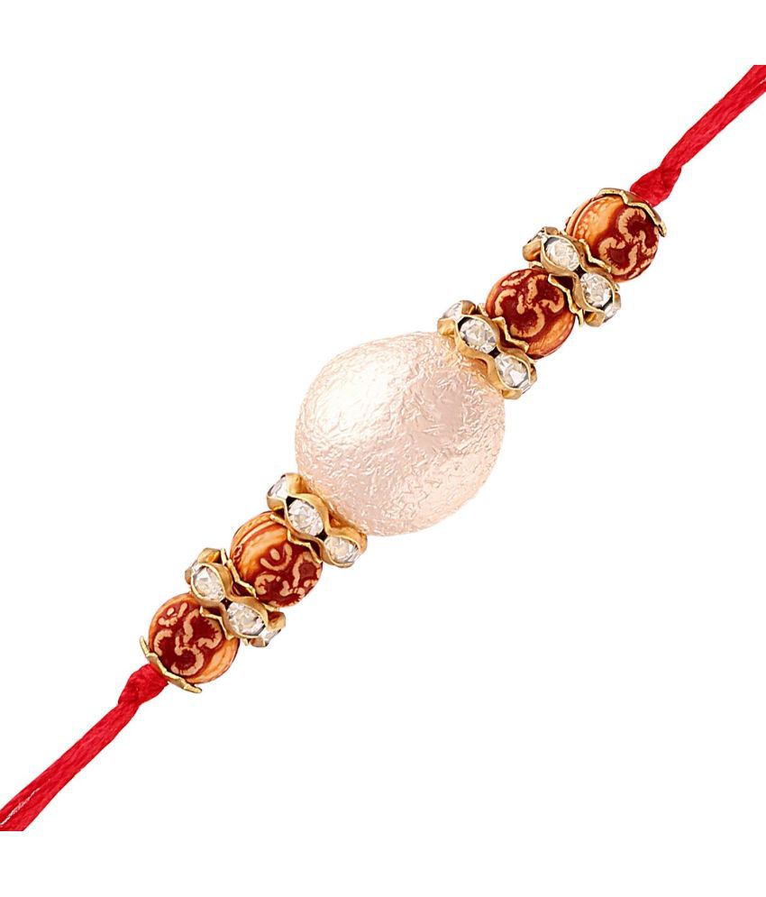     			I Jewels Gold Plated Ethnic Designer Stone Beads Rakhi Bracelet for Brother (R021-R)