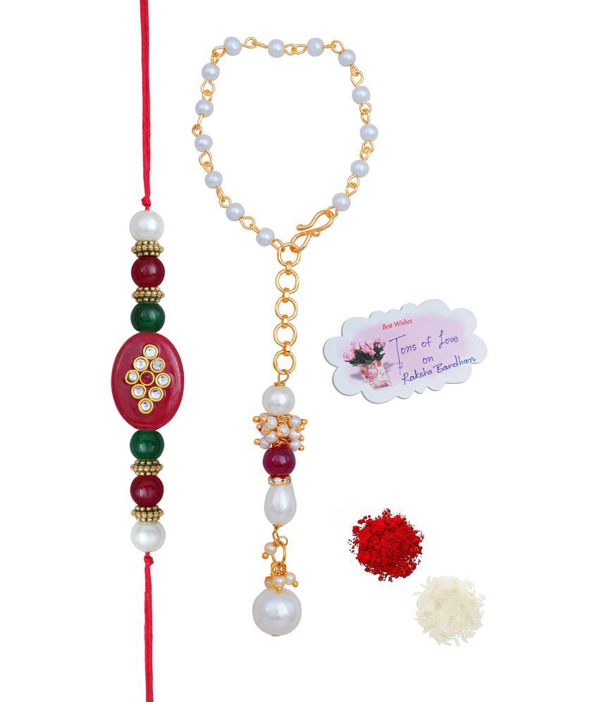     			JFL - Jewellery For Less - Red Bhaiya Bhabhi Rakhi ( Pack of 2 )