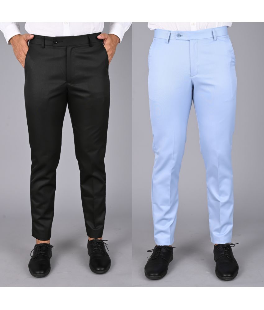     			MANCREW Black Regular Formal Trouser ( Pack of 2 )