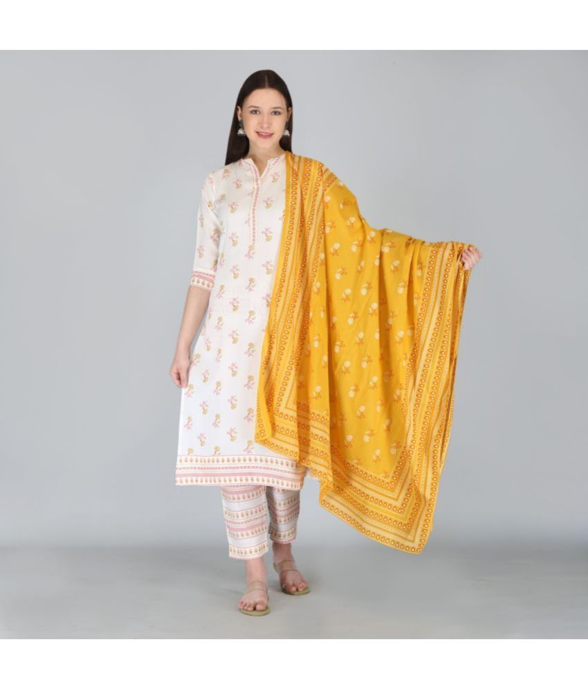     			MAUKA - Yellow Straight Rayon Women's Stitched Salwar Suit ( Pack of 1 )