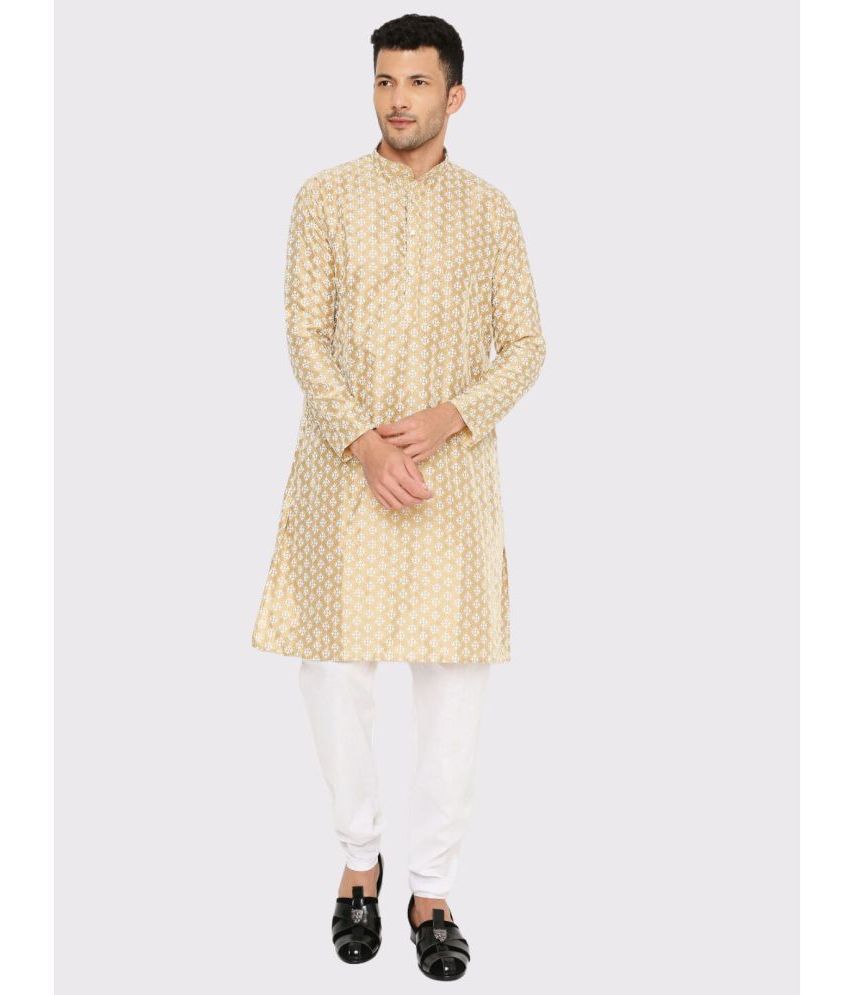     			Maharaja - Gold Silk Regular Fit Men's Kurta Pyjama Set ( Pack of 1 )