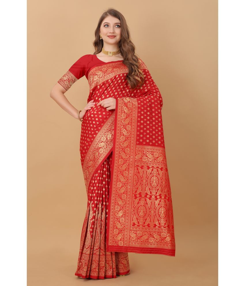     			OFLINE SELCTION - Red Silk Saree With Blouse Piece ( Pack of 1 )