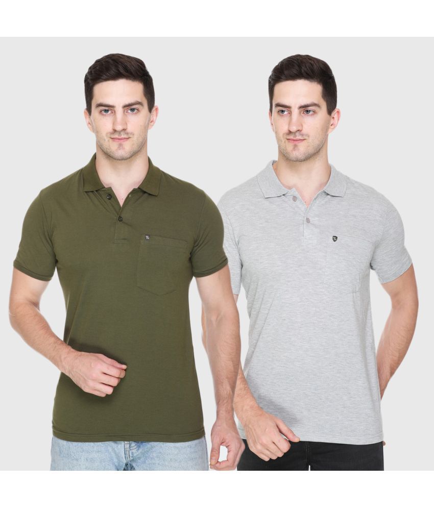     			White Moon - Olive Green Cotton Blend Regular Fit Men's Polo T Shirt ( Pack of 2 )