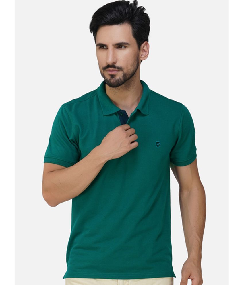     			XFOX - Teal Blue Cotton Blend Regular Fit Men's Polo T Shirt ( Pack of 1 )