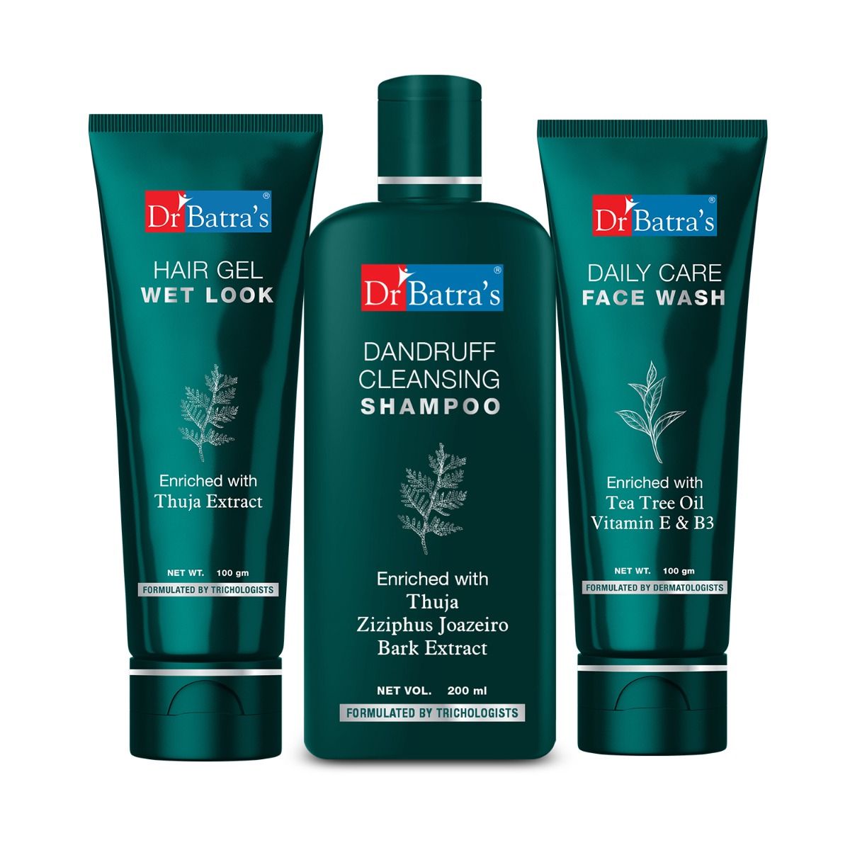     			Dr Batra's Dandruff Cleansing Shampoo - 200 ml, Hair Gel - 100 gm and Face Wash Daily Care - 100 gm (Pack of 3 for Men)