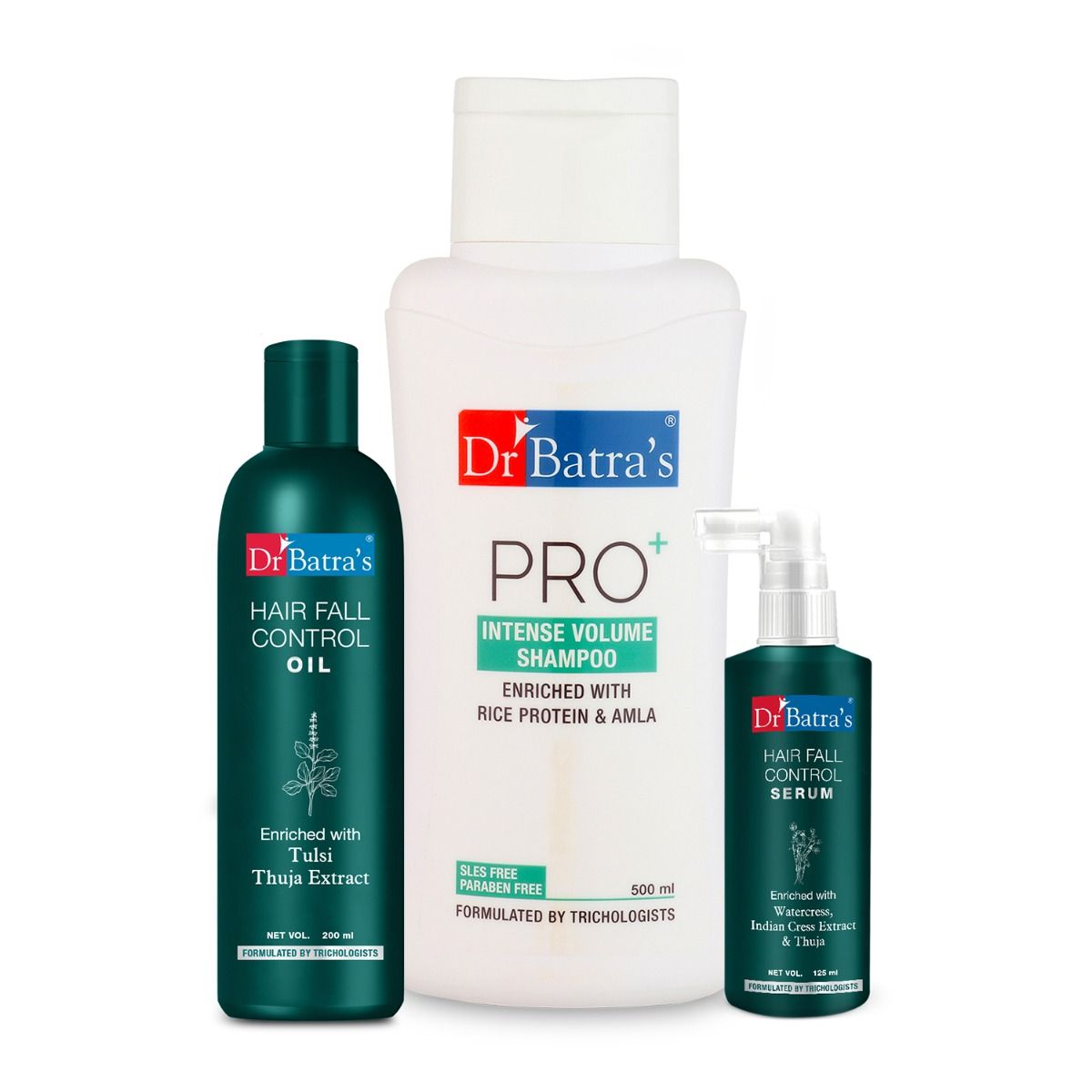     			Dr Batra's Hair Fall Control Serum, Pro+ Intense Volume Shampoo And Hair Fall Control Oilpack Of 3