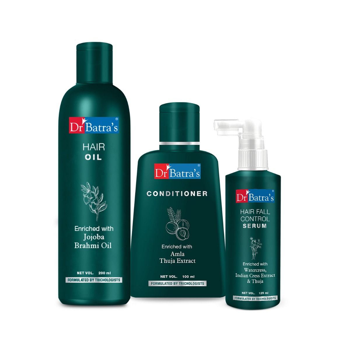     			Dr Batra's Hair Fall Control Serum-125 ml, Conditioner - 100 ml and Hair Oil - 200 ml (Pack of 3)
