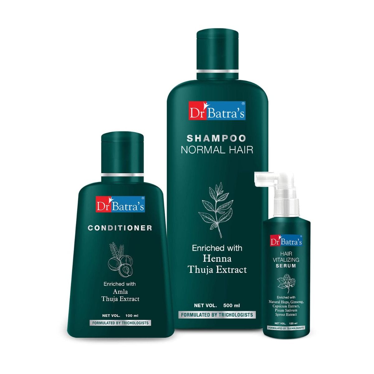     			Dr Batra's Hair Vitalizing Serum 125 ml, Conditioner - 100 ml and Normal Shampoo - 500 ml