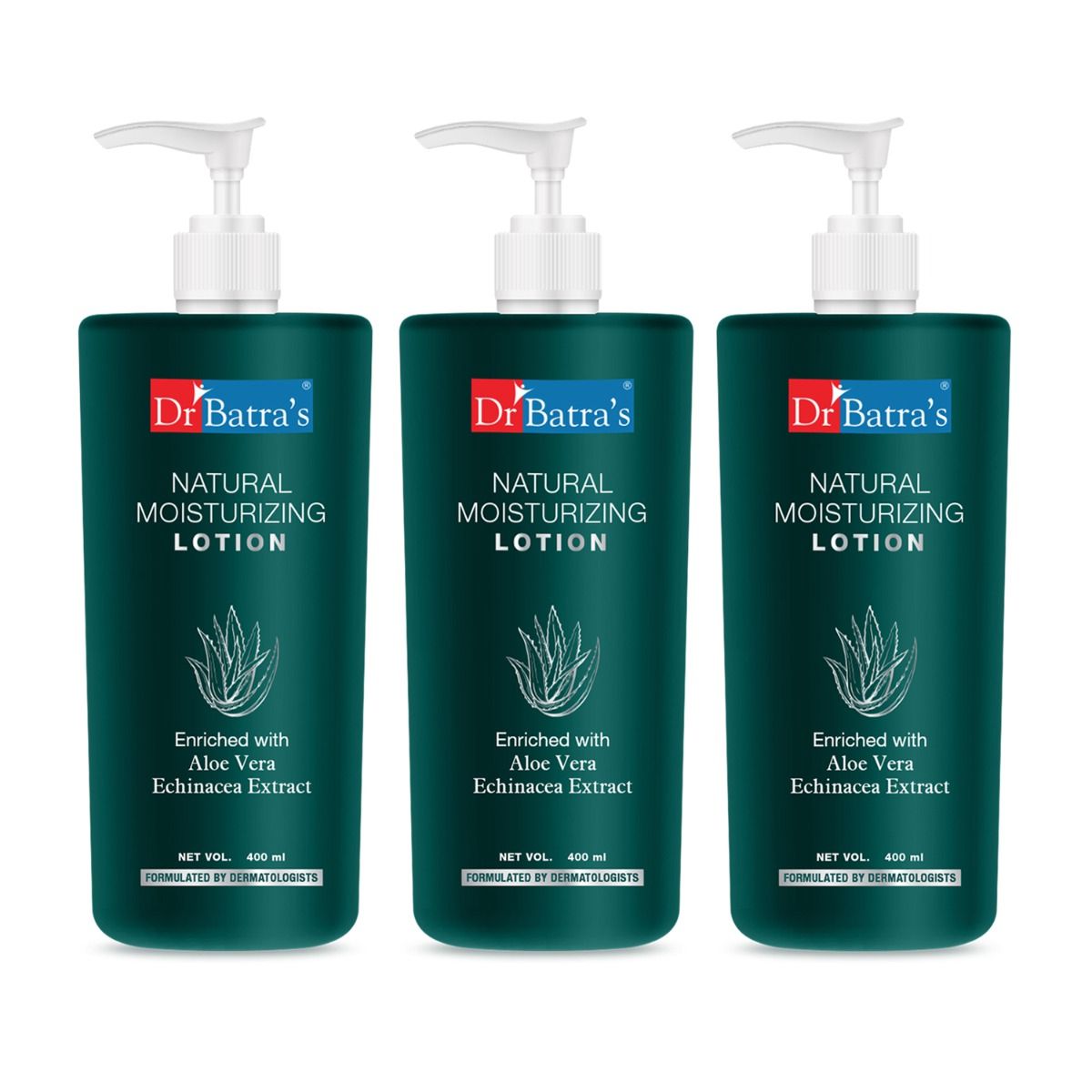     			Dr Batra's Natural Moisturizing Lotion Enriched With Echinacea & Aloe vera - 400 ml (Pack Of 3)