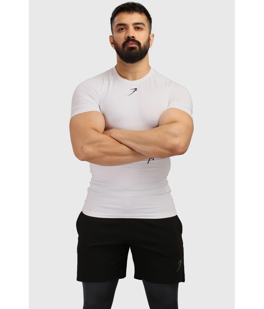     			Fuaark - White Polyester Slim Fit Men's Compression T-Shirt ( Pack of 1 )