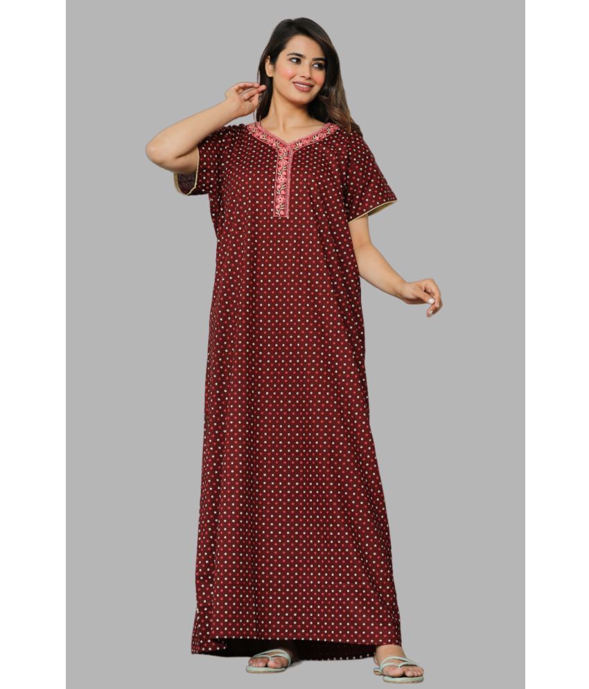     			G4Girl - Maroon Cotton Women's Nightwear Nighty & Night Gowns ( Pack of 1 )