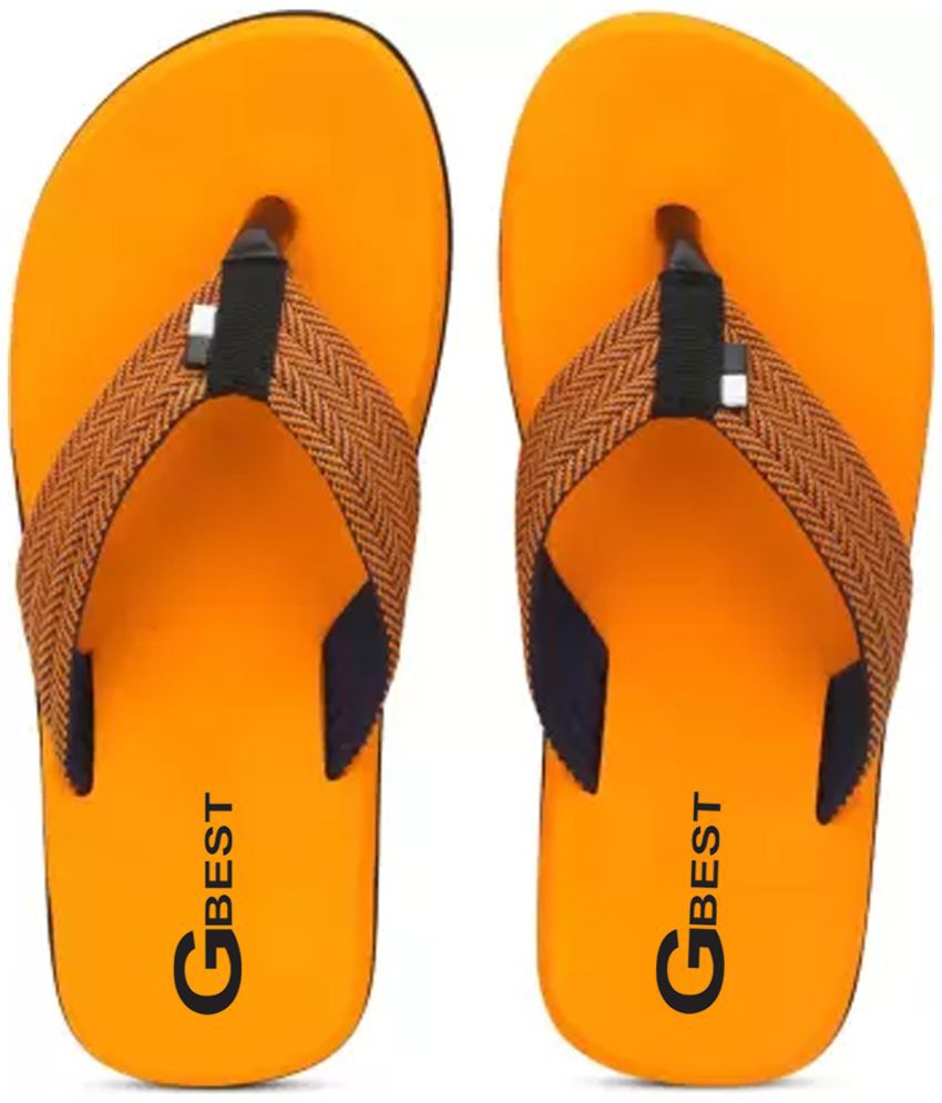     			GBest - Orange Men's Thong Flip Flop