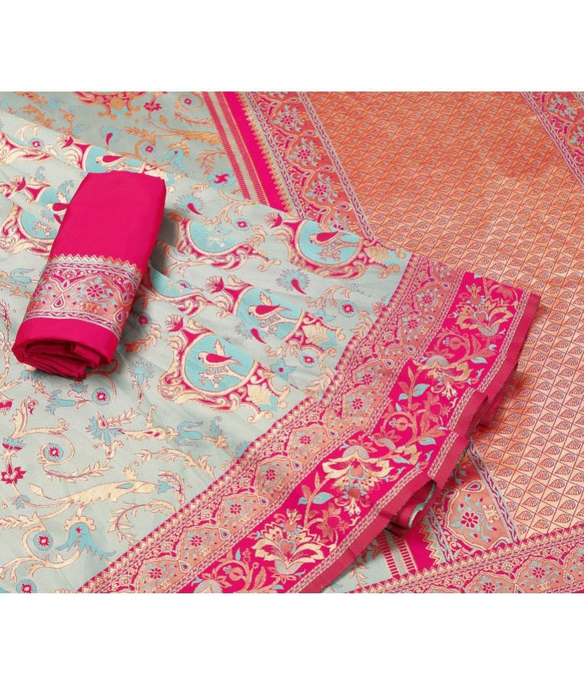     			Gazal Fashions Banarasi Silk Embellished Saree With Blouse Piece - Multicolour ( Pack of 1 )