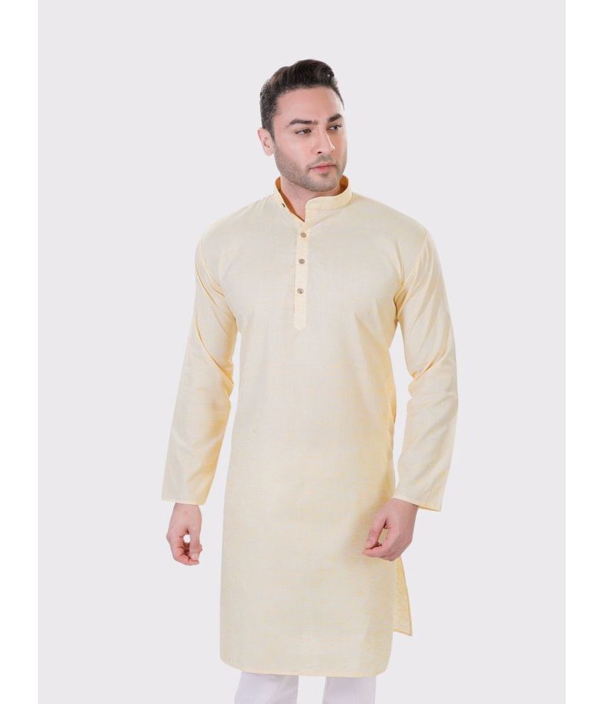     			Maharaja - Cream Linen Men's Regular Kurta ( Pack of 1 )