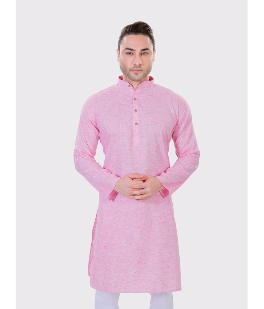     			Maharaja - Pink Linen Men's Regular Kurta ( Pack of 1 )