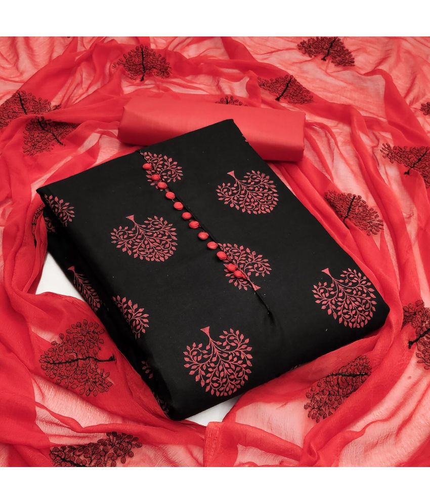    			Apnisha - Unstitched Black Cotton Dress Material ( Pack of 1 )