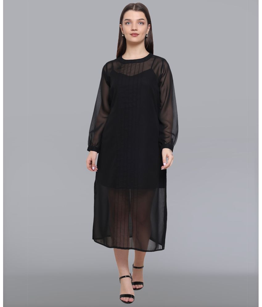     			Baawri - Black Georgette Women's A-line Dress ( Pack of 1 )
