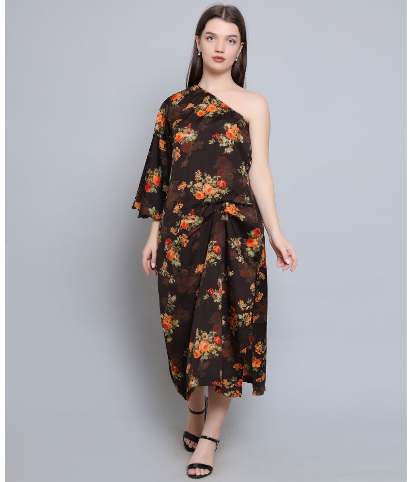     			Baawri - Brown Crepe Women's Side Slit Dress ( Pack of 1 )