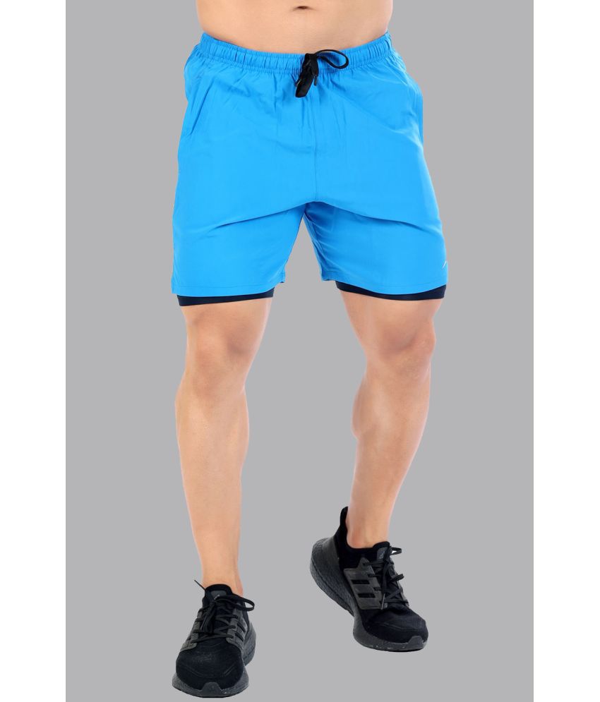     			Fuaark - Sky Blue Polyester Men's Gym Shorts ( Pack of 1 )