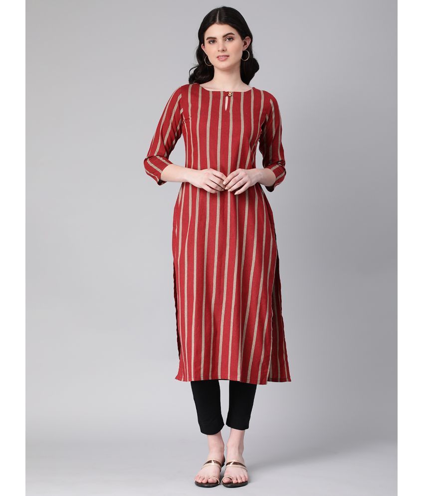     			Hritika - Maroon Cotton Blend Women's Straight Kurti ( Pack of 1 )