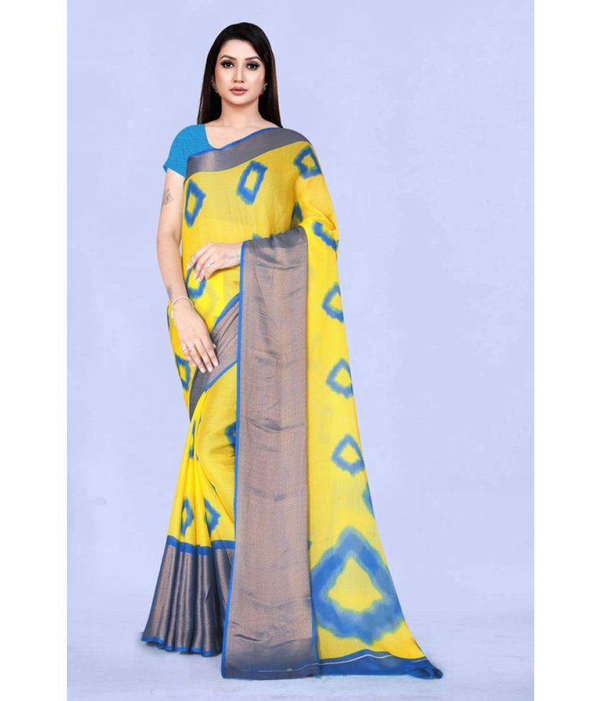     			Kandora - Yellow Brasso Saree With Blouse Piece ( Pack of 1 )