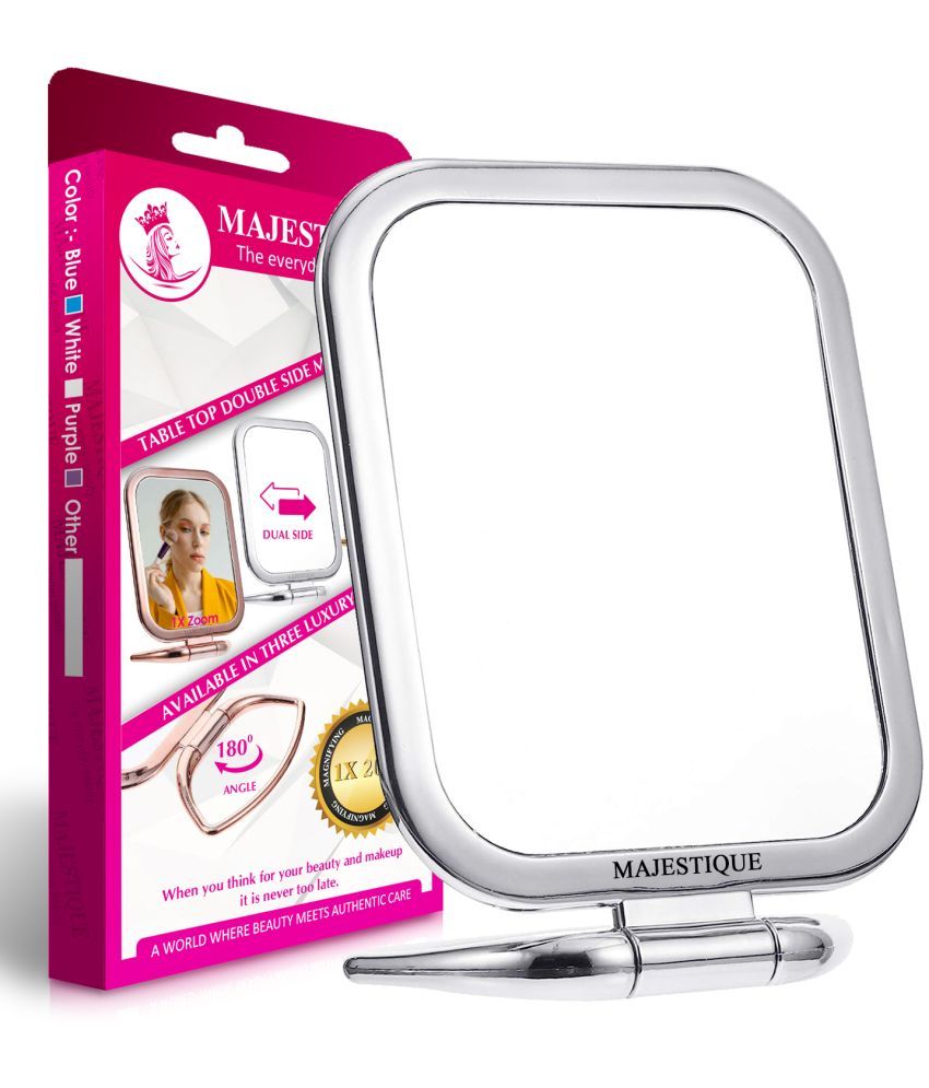     			Majestique Table Top Double Side Makeup Mirror, 1X/20X Square Magnifying 180 Degree Stand Multicolor