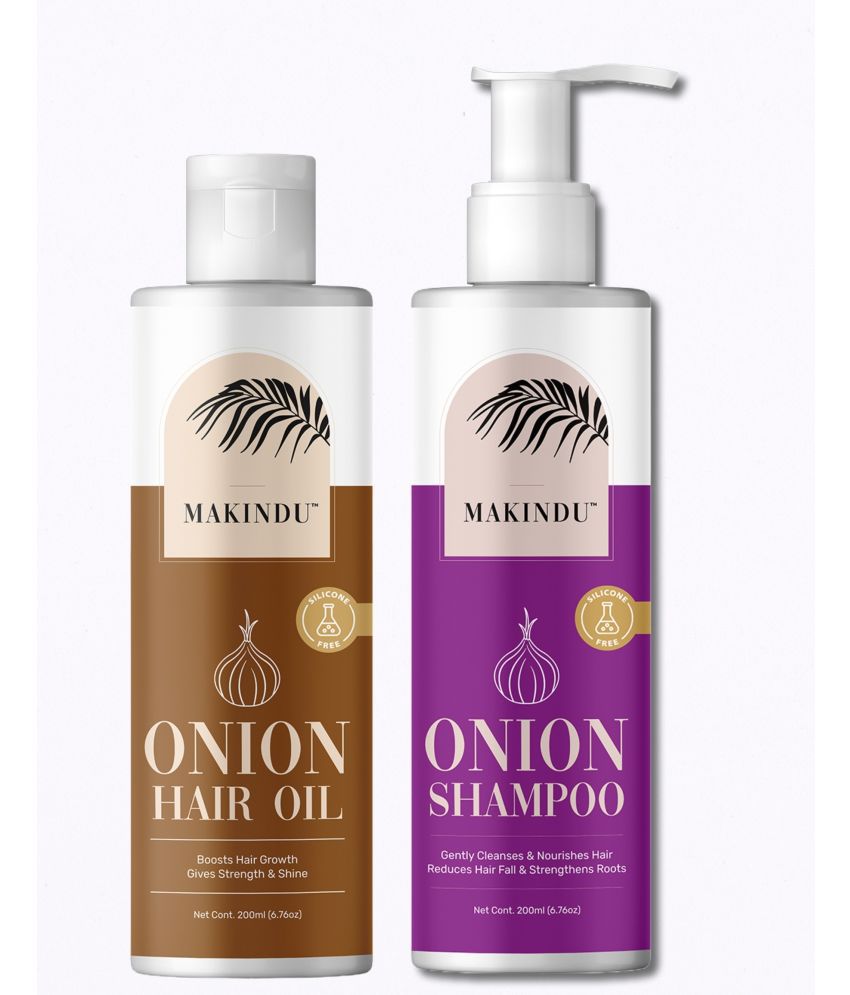     			MAKINDU cosmetics Anti Hair Fall Hair Care Set with Onion Hair Oil 200ml + Onion Shampoo for Hair Fall Control 200ml