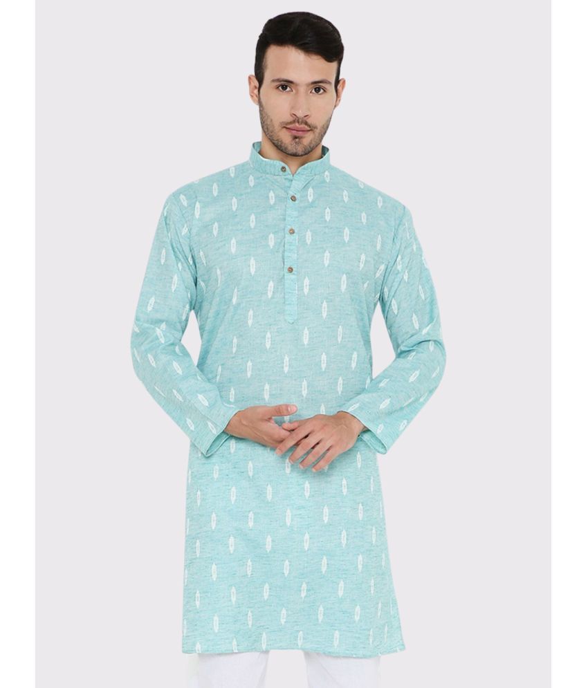     			Maharaja - Blue Linen Men's Regular Kurta ( Pack of 1 )