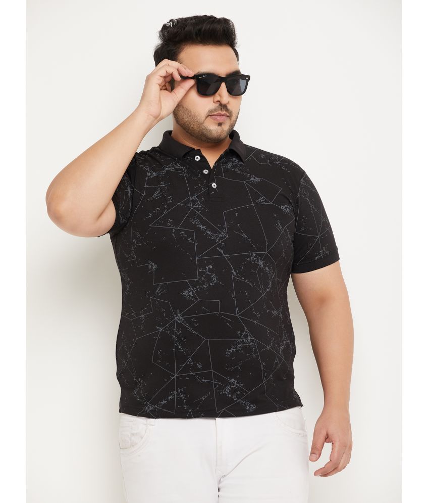     			RELANE Pack of 1 Cotton Blend Regular Fit Printed Half Sleeves Men's Polo T Shirt ( Black )