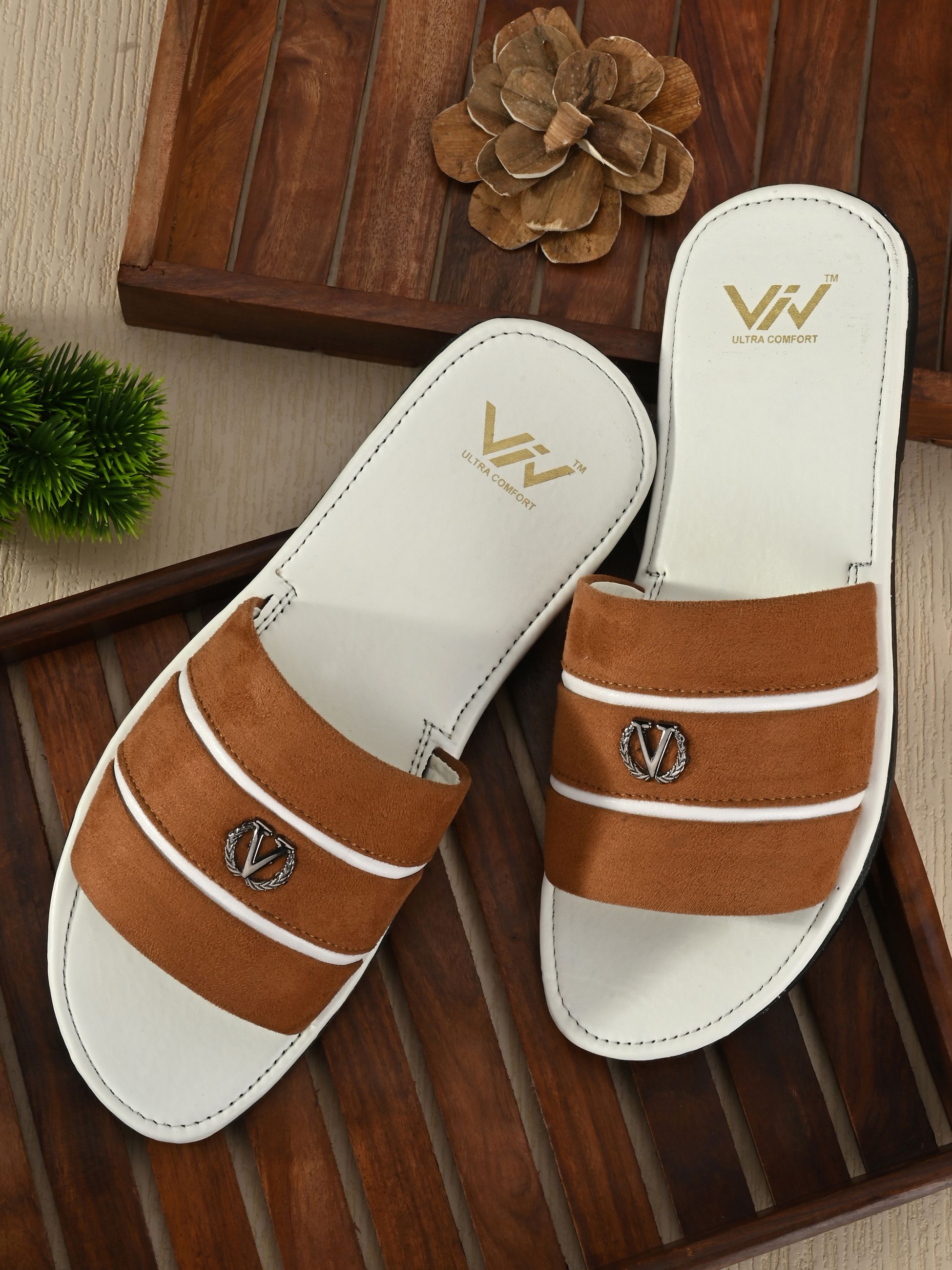     			viv - Brown Men's Slide Flip Flop