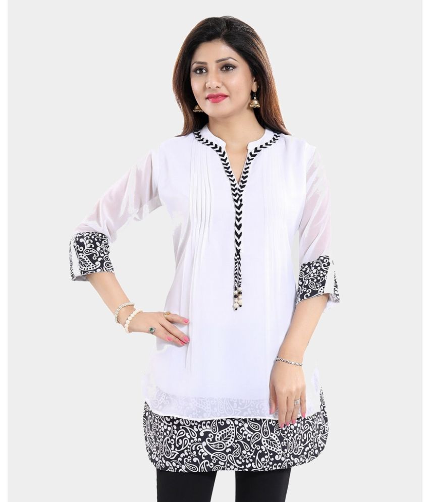     			Meher Impex - White Georgette Women's Tunic ( Pack of 1 )