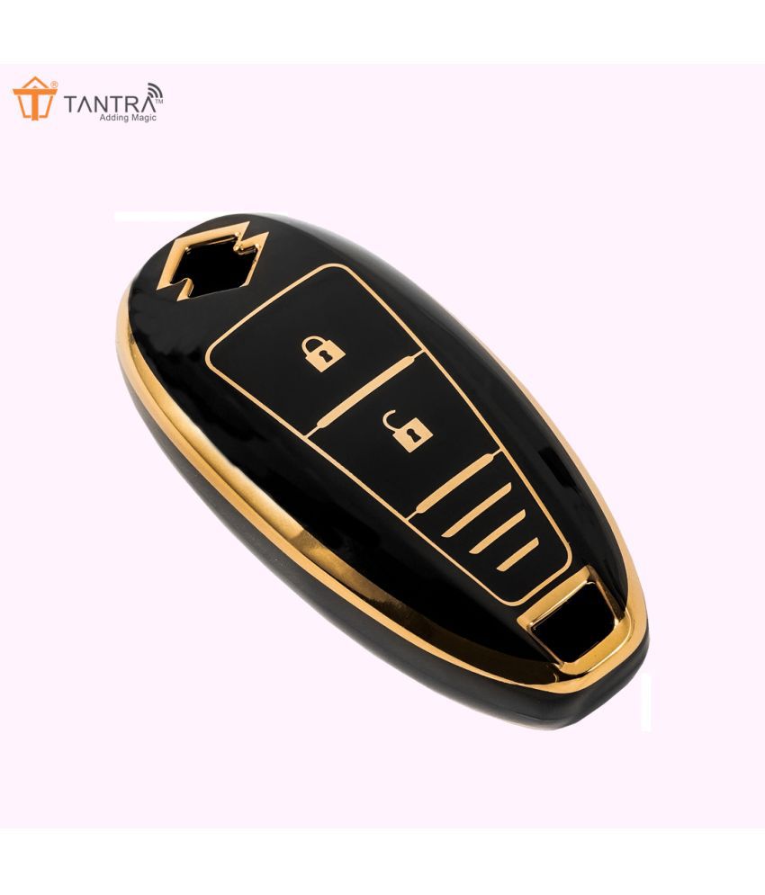    			TANTRA  TPU Car Key Cover Compatible for Maruti Suzuki Ignis | SCross  | Ciaz | Vitara Brezza | Swift 2 Button Smart Key Cover (Black)