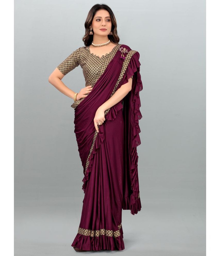     			Gazal Fashions - Purple Lycra Saree With Blouse Piece ( Pack of 1 )