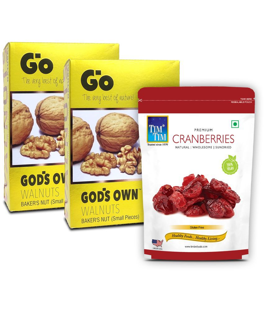     			Go Walnut Baker's Nuts - Small Pieces for Bakery Creations, 500G (250G X 2) & Tim Tim Cranberries, 200G