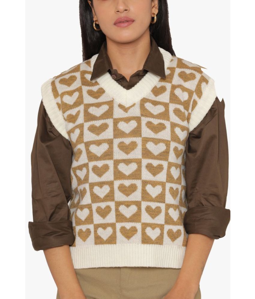     			KASMA Cotton Blend Brown Pullovers -