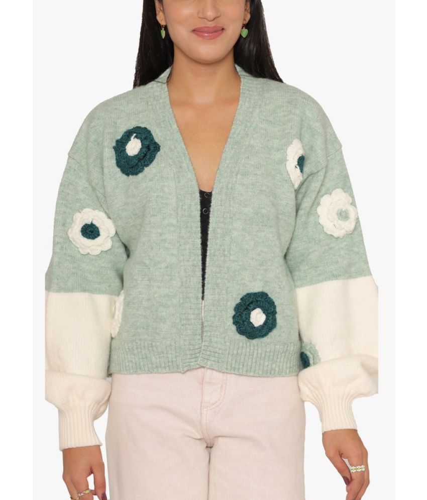    			KASMA Cotton Blend Green Pullovers -