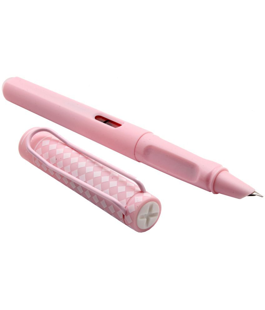     			Srpc Yiren 7028M Checks Design Cap Pink Body Hooded Fine Nib Fountain Pen  (Erasable Ink Cartridge & A Converter)