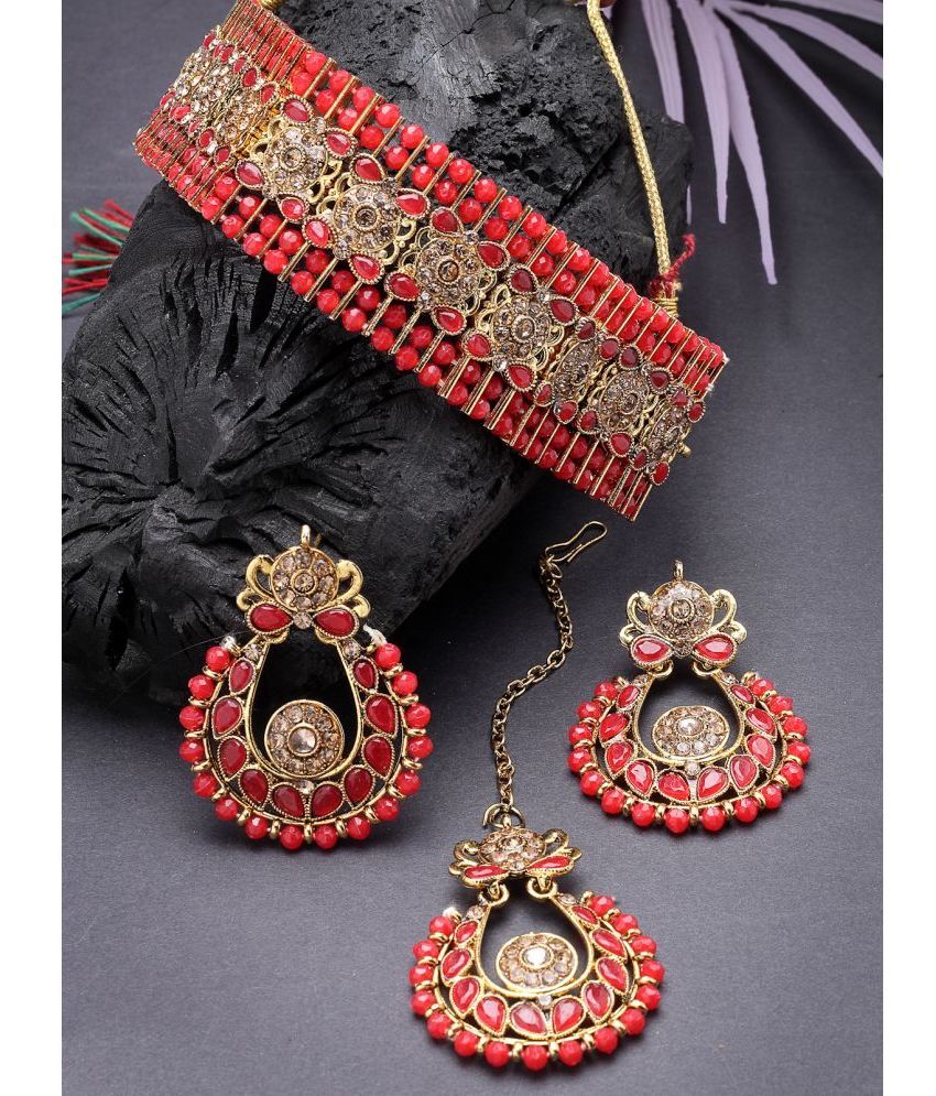     			Sukkhi Red Alloy Necklace Set ( Pack of 1 )